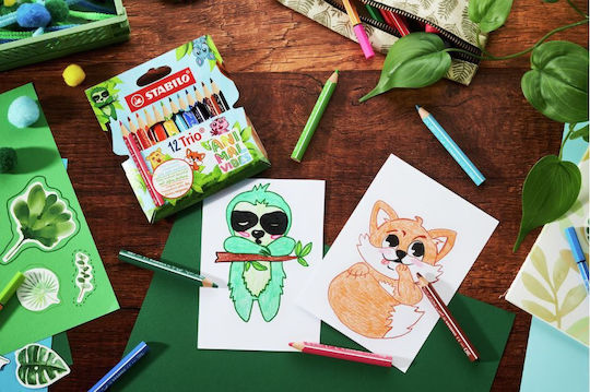 Цветни моливи Stabilo Trio Thick Animal Vibes 12 цвята