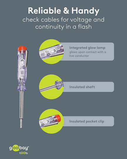 Goobay Spark Detecting Electrician Screwdriver 200V Straight Size 3x140mm