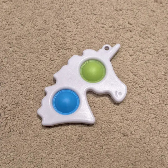 Pop It Fidget Simple Dimple Антистрес Играчка Единорог Ключодържател Бял К 003963