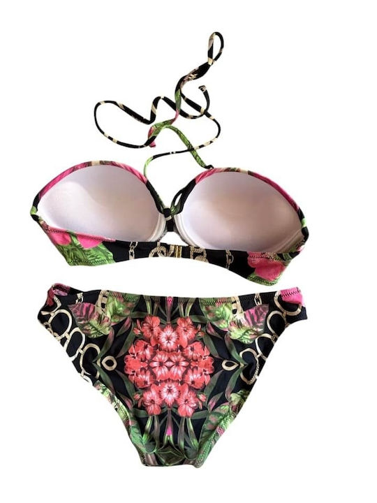 Set Bikini Floral Μαύρο Εμπριμέ