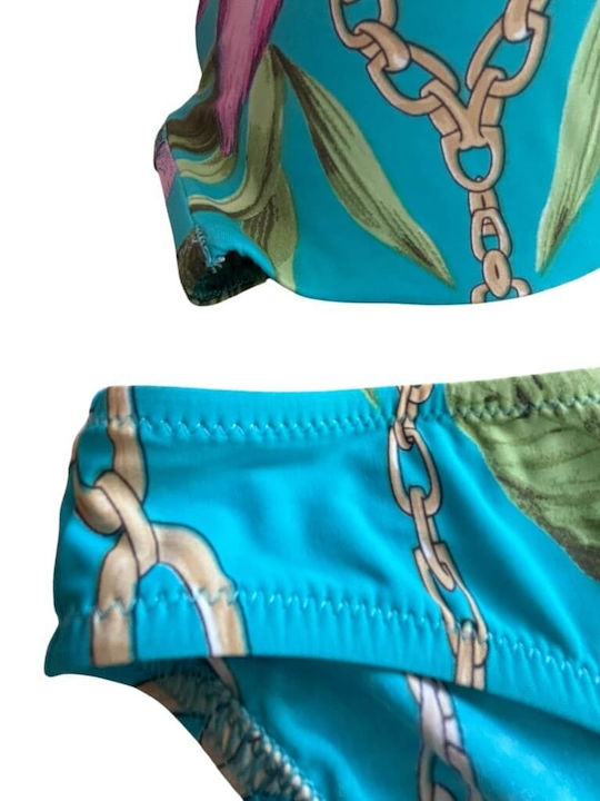 Set Bikini Floral Τυρκουάζ Εμπριμέ
