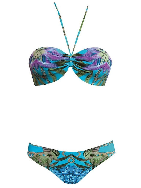 Set Bikini Floral Τυρκουάζ Εμπριμέ