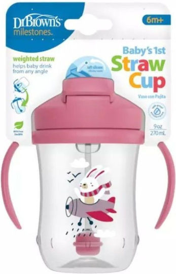 Dr. Brown's Παιδικό Ποτηράκι από Πλαστικό Ροζ 270ml για 6m+