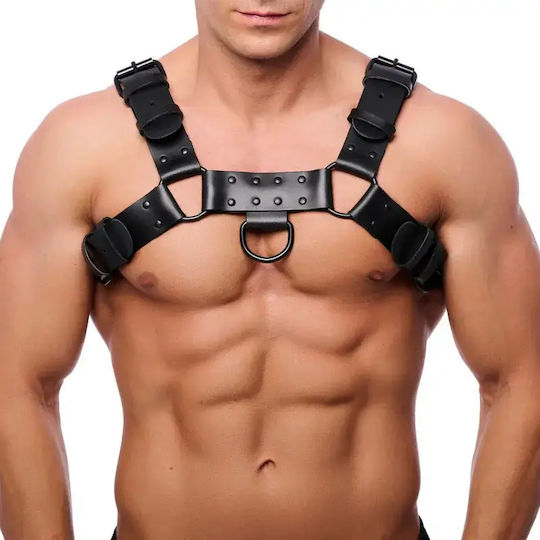 Bulldog Δερμάτινο Harness Μαύρο