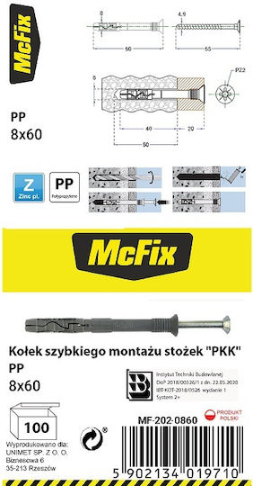 McFix Ancore Cu Şurub Din Plastic 8x60mm