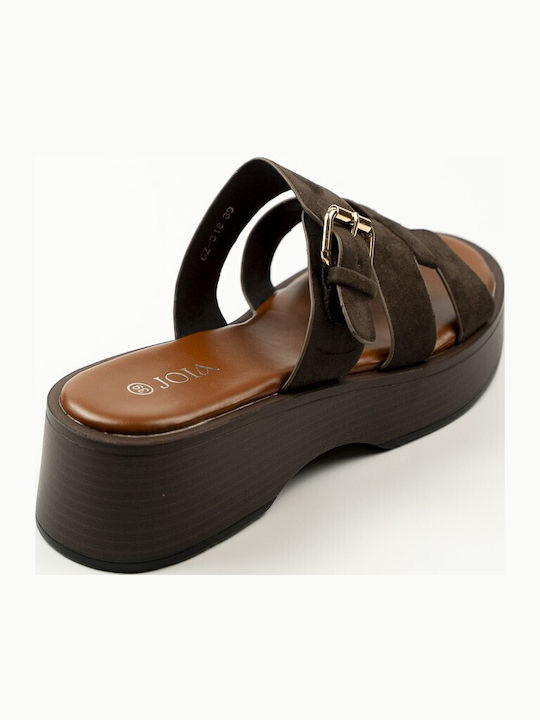 Women's Summer Platforms in Slipper Style Brown