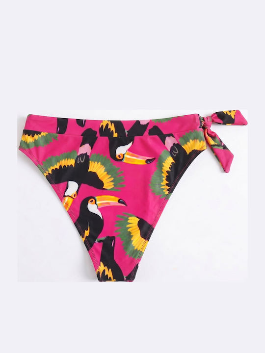 Bikinihosen Slip Hohe Taille Magentafarbe