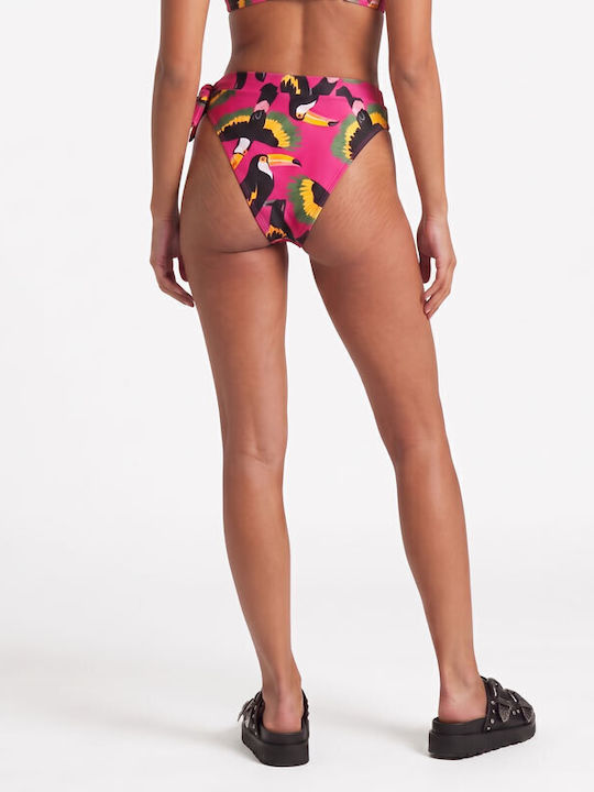 Bikinihosen Slip Hohe Taille Magentafarbe