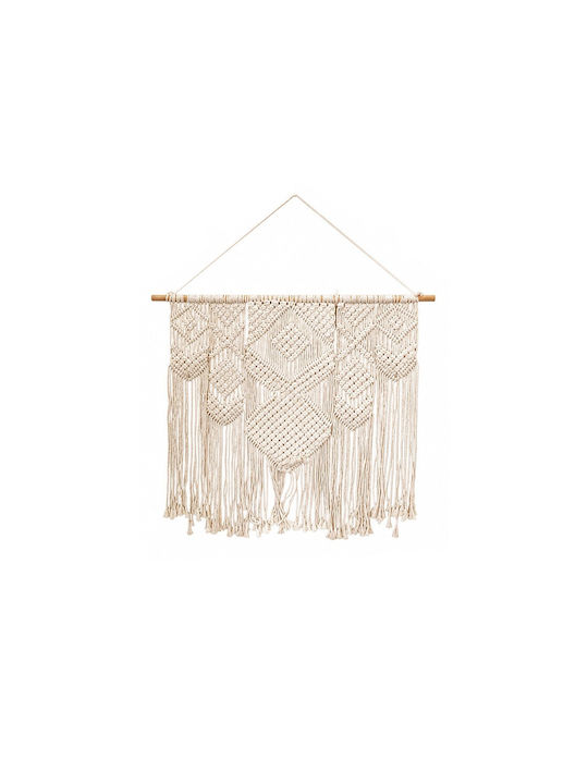 Atmosphera Macrame Hanging Wall Decor Ecru Fabric 77x95cm