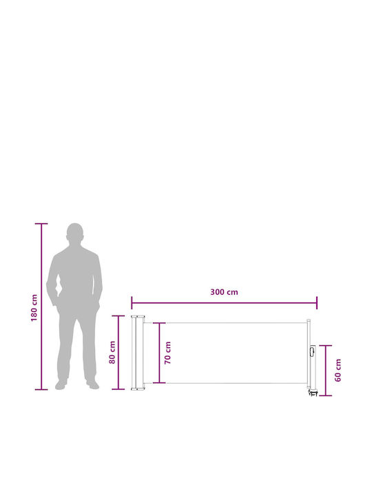 vidaXL Seitliche Markise Terrasse Grau 0.8x3m