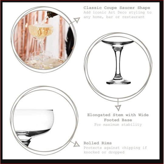Сет Чаши Coupe Martini Коктейл Стъклени 12 Броя