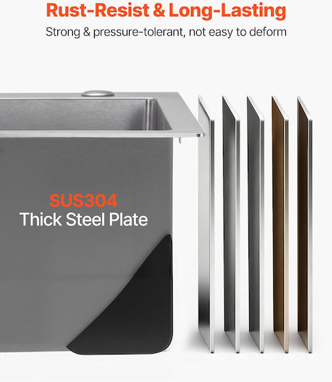 Vevor QRSSCBXGPGTSIW82Q001V0 Ένθετος Inox Μ85xΠ45cm Γκρι