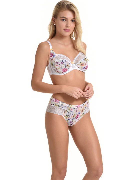 Femeie Boxer cu Dantelă Alb