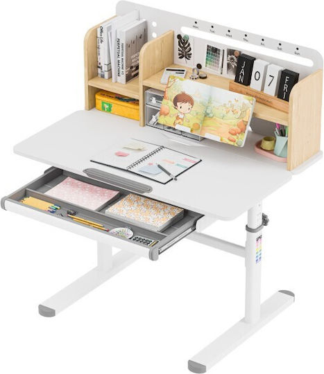 Kinder Schreibtisch aus Melamin Weiß 90x60x92-112cm