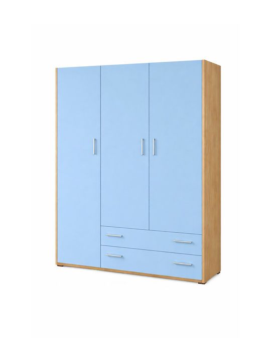 Drei Türen Kinderkleiderschrank Hellblau 110x50x180cm