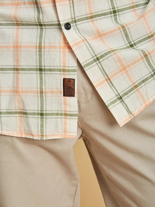 Long Sleeve Shirt in Regular Fit Checked Orange
