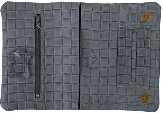 Mestango Mestango Leder Tabaktasche mit Magnetverschluss 16x8cm Blau Grau