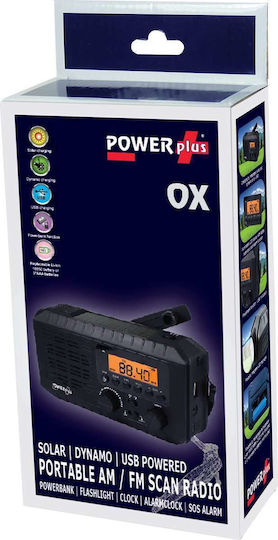 PowerPlus Ox Portable Solar Radio with USB Black