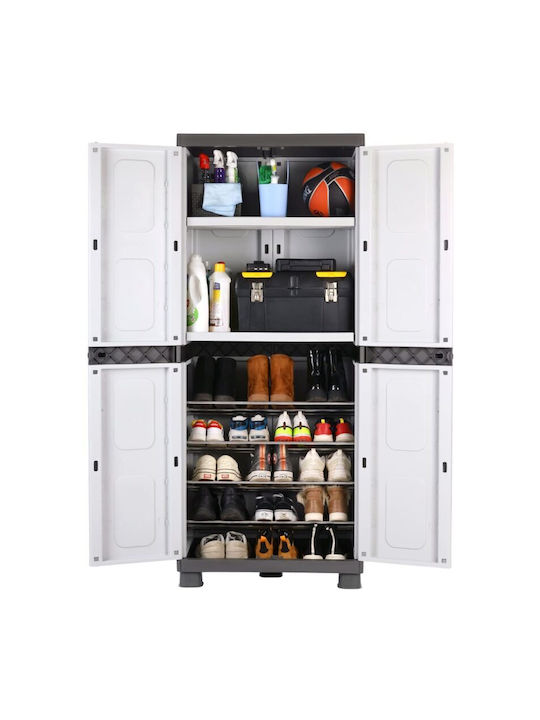 Dulap Dublu-Foi Leto Din Plastic Cu Δin Posibilitatea De Blocare Cu 6 Rafturi Gri / Antracit 73x44x179 Cm