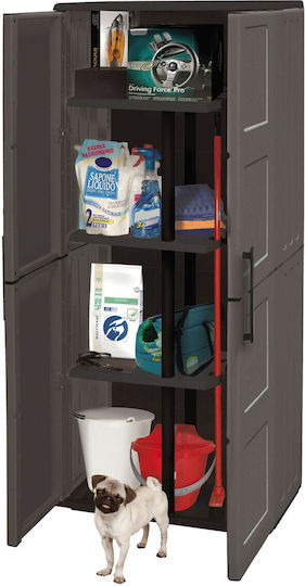Doppelflügeliger Außenschrank zur Aufbewahrung aus Polypropylen mit Trennwand & 3 Regale 68x37x163cm