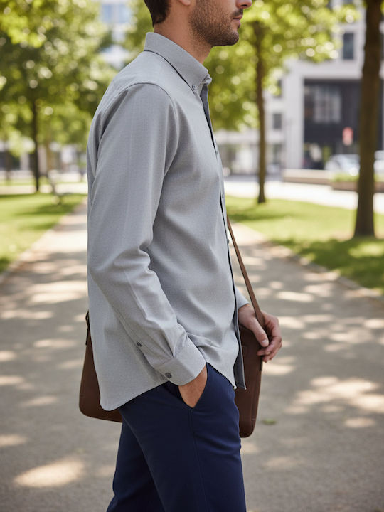 Herren Langärmeliges Hemd B & C Oxford Lsl Silbermond