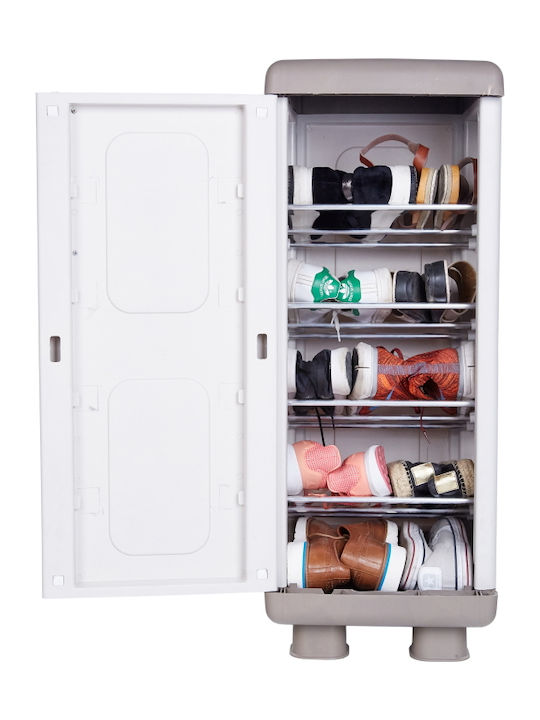 Phaidra Plastic Shoe Rack with 4 Shelves Suitable for Small Spaces Grey/Anthracite 36x44x96 cm