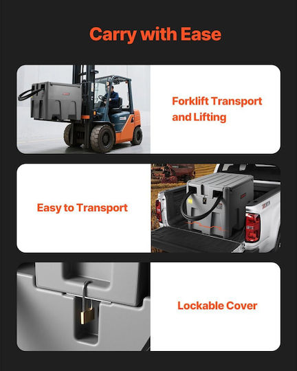 Portable Diesel Tank Vevor 220 Litre Capacity 10 Gpm Fuel Tank Electric Transfer Pump 12v 4 Metre Flexible Hose Diesel Transfer Tanks Pe Easy Fuel Transfer Grey