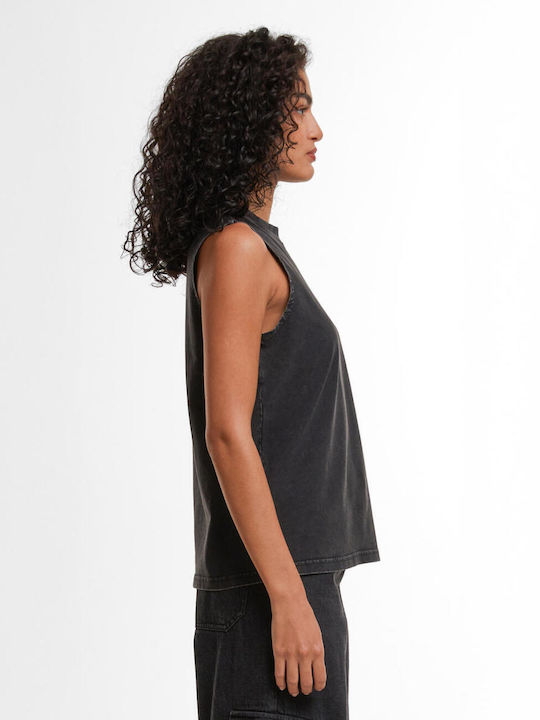 Summer Women's Cotton Sleeveless Black Blouse