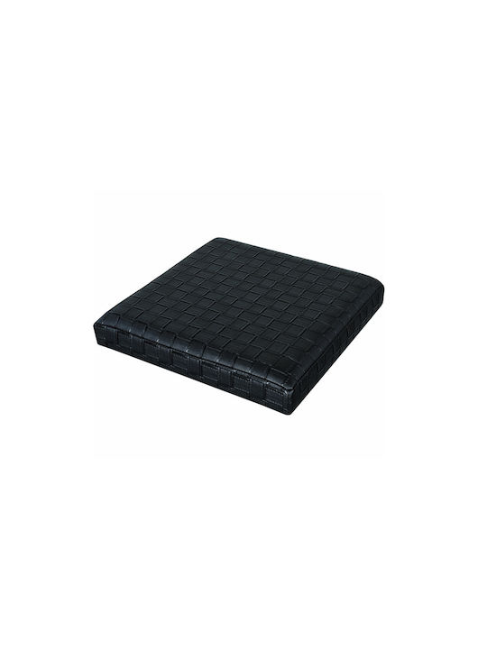 Stool For Living Room With Storage Space Upholstered with Leatherette Black 38x38x37cm
