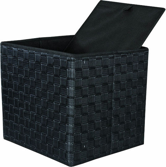 Scaune Camera de zi Cu spațiu de depozitare Tapițat cu Piele Ecologică Negru 38x38x37buc