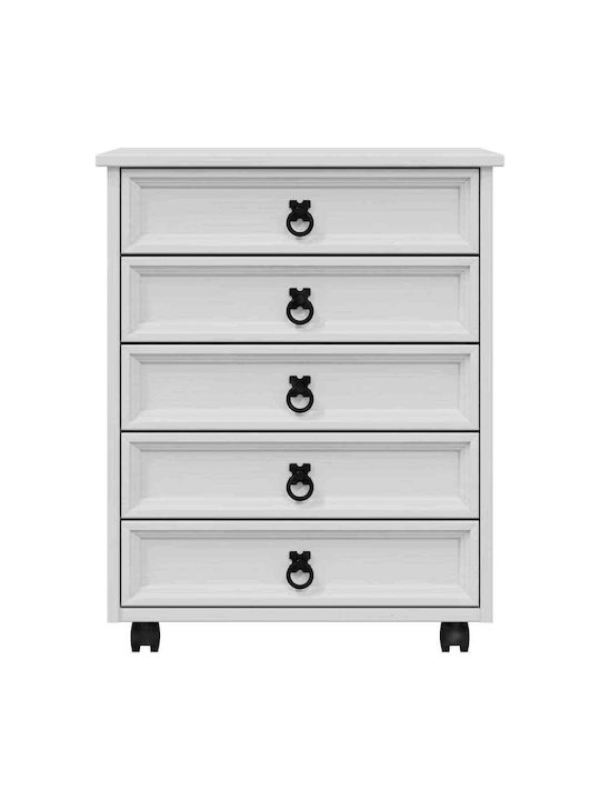 Büroaufbewahrungsschrank aus Massivholz und Metall Weiß 53x39x65,5cm