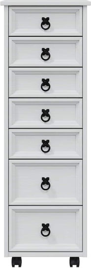 Office Storage Drawer from Solid Wood & Metal with Wheels White 34x39x100cm