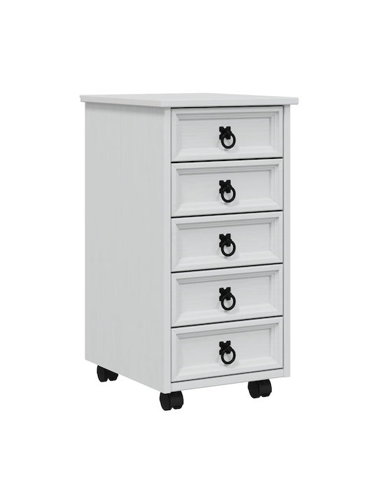 Büroaufbewahrungsschrank aus Massivholz und Metall Weiß 34x39x65.5cm