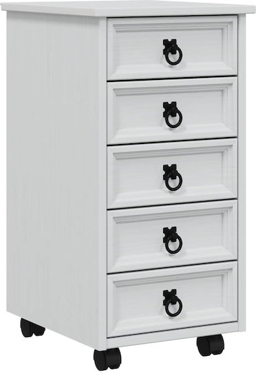 Büroaufbewahrungsschrank aus Massivholz und Metall Weiß 34x39x65.5cm