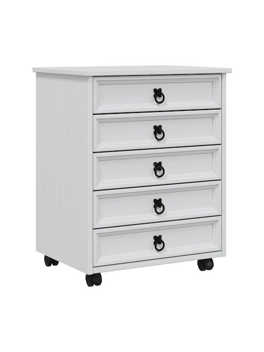 Büroaufbewahrungsschrank aus Massivholz und Metall Weiß 53x39x65,5cm