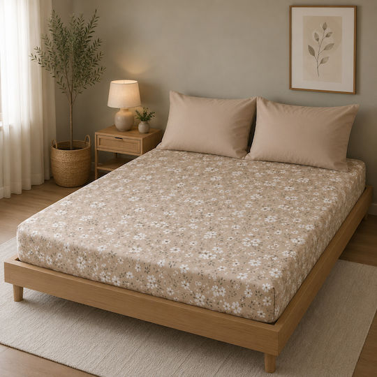 Flamingo for Single Bed 100x200+32cm with Elastic Beige