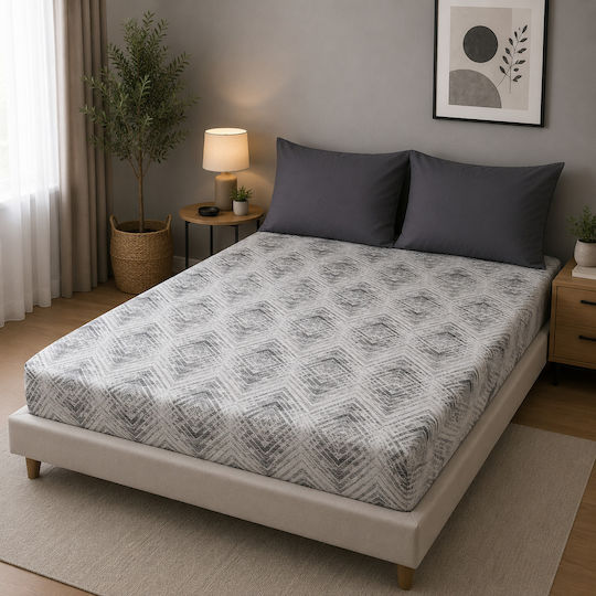 Flamingo Super-Double 160x200+32cm with Elastic Grey