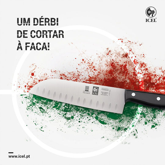 Icel Technik Μαχαίρι Santoku από Ανοξείδωτο Ατσάλι 18cm