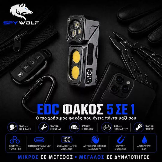 Spywolf Lanternă de Cap Reîncărcabilă LED IP65