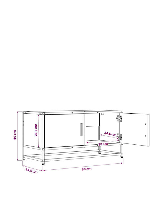 TV Stand Black Oak W80xD34.5xH40cm