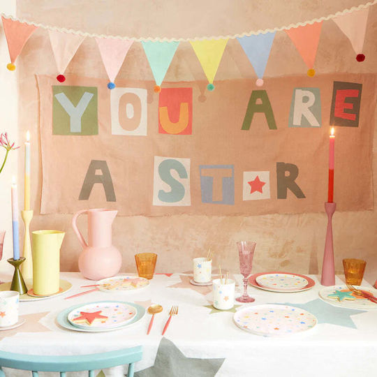 Fabric Garland Flags Pompom 3m Meri Meri