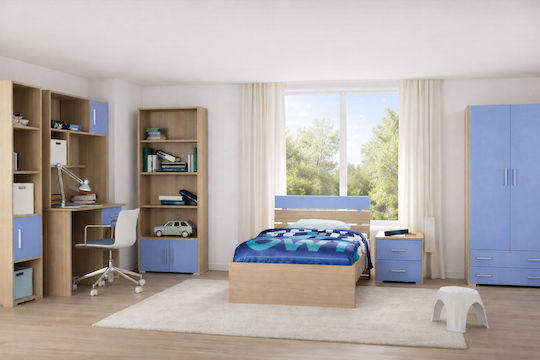 Note Kinderbett Klassisch Einzeln Blau für Matratze 90x190cm