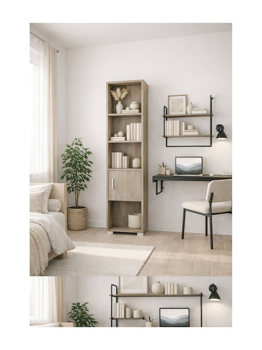 No 13 Βιβλιοθήκη Δαπέδου Ξύλινη Σταχτί 40x30x180cm
