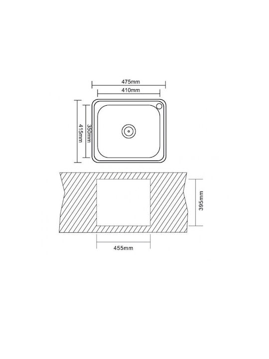 Inter Ceramic Ένθετος Νεροχύτης Δεξιός Inox Μ48xΠ42cm Γκρι