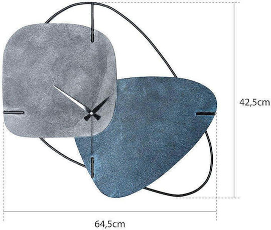 Brazil Handmade Metallic Wall Clock Blue Gray 58x55cm