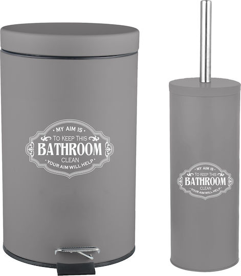 E-3659 Metallic Set Bathroom Brush And Trash Can 7lt Light Blue E-3659 Metallic Set Bathroom Brush And Trash Can 7lt Light Blue