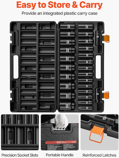 Vevor Pneumatic Sockets with 1/2" Frame Host Set 26 Pieces