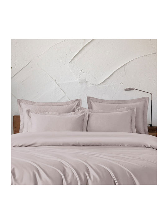 Rythmos Σετ Παπλωματοθήκη 240x260cm Υπέρδιπλη με 2 Μαξιλαροθήκες Πουδρα