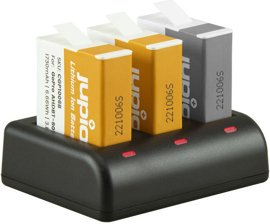 Jupio 2x Gopro Ahdbt-901 Enduro Hero9 Hero10 Hero11 Hero 12 + Compact Usb Triple Charger