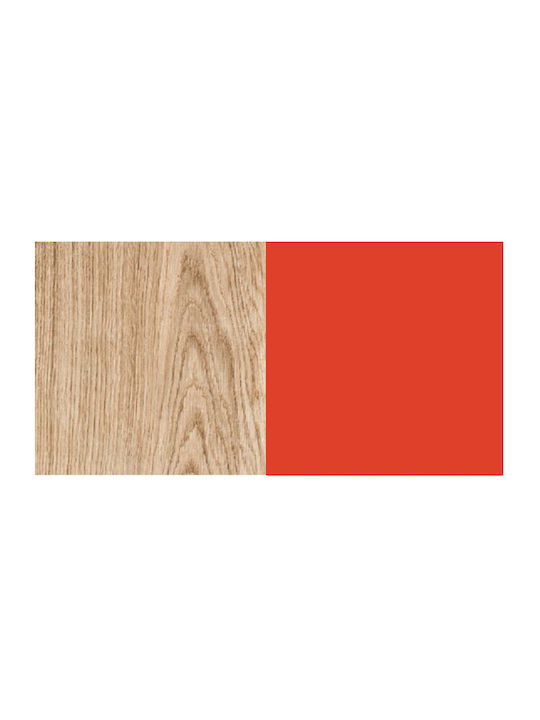Kids Bedroom Set Puzzle Red Oak 4pcs with Bed for Mattress 90x190cm